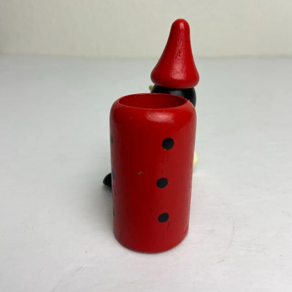 Vintage Wooden Pinocchio pencil holder Makeup Like new